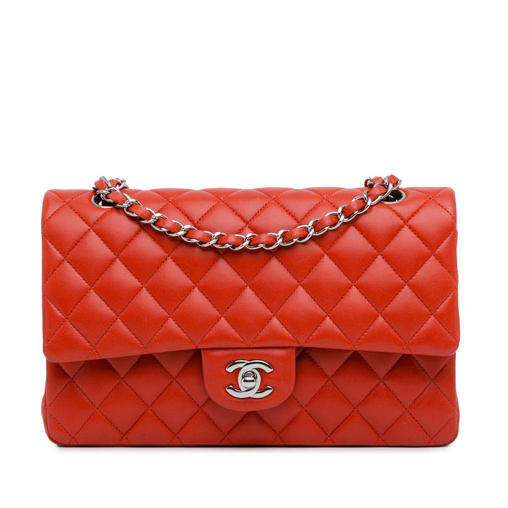 Medium Classic Lambskin Double Flap Red - Gaby Paris