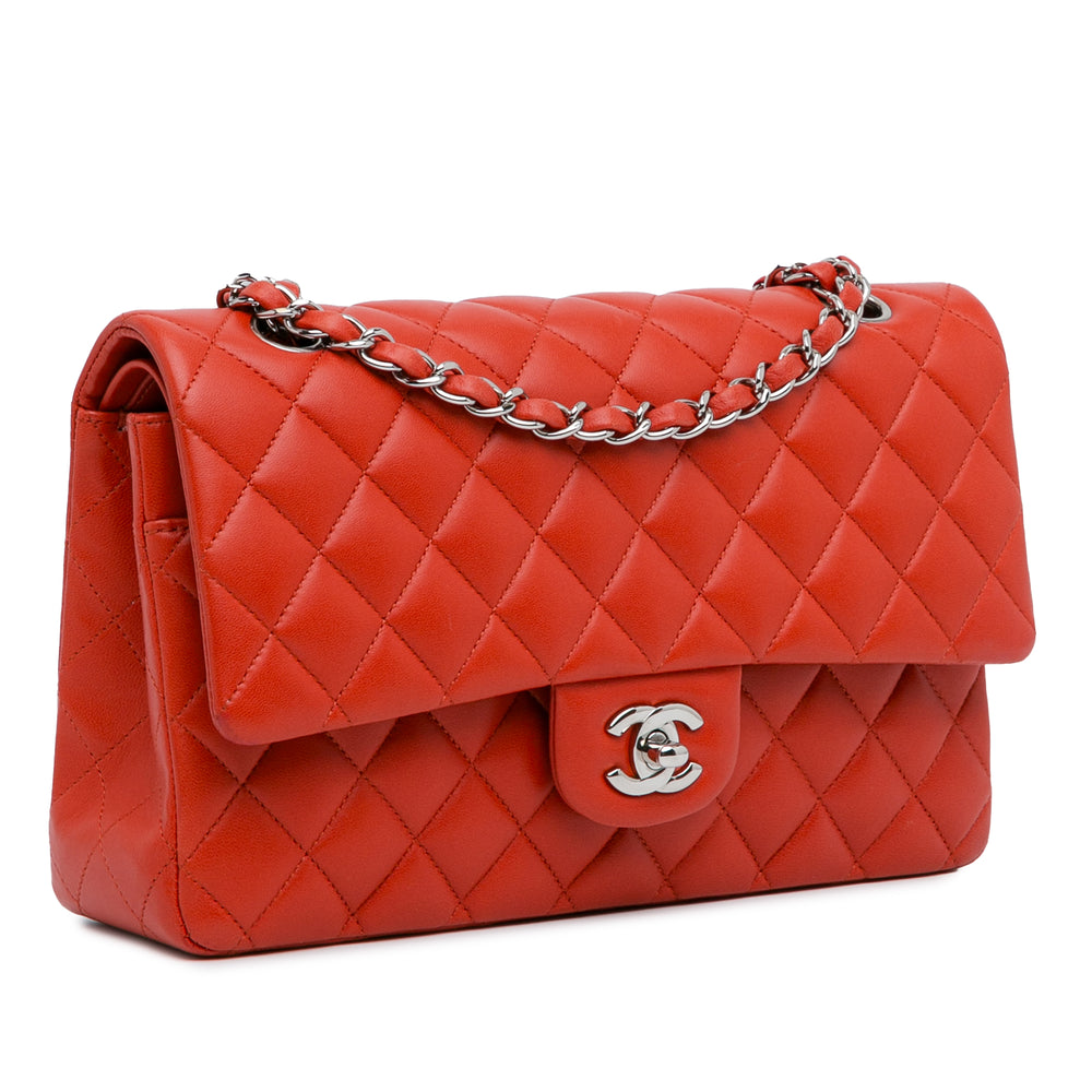 Medium Classic Lambskin Double Flap Red - Gaby Paris