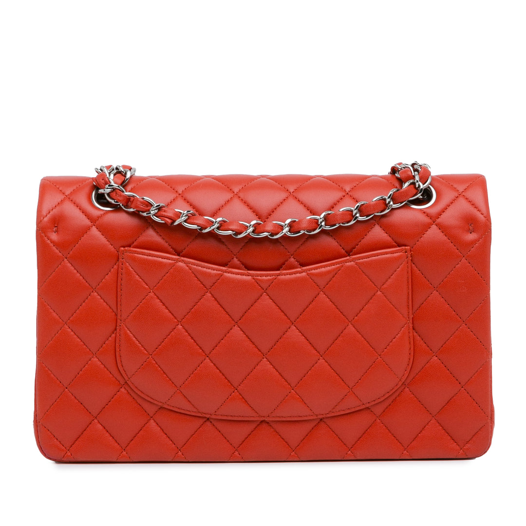 Medium Classic Lambskin Double Flap Red - Gaby Paris