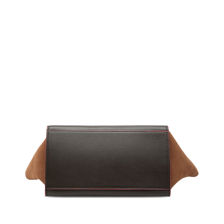 Tricolore et Nubuck Trapeze Sac Petit Cuir de veau Marron
