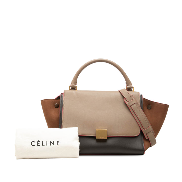 Tricolore et Nubuck Trapeze Sac Petit Cuir de veau Marron