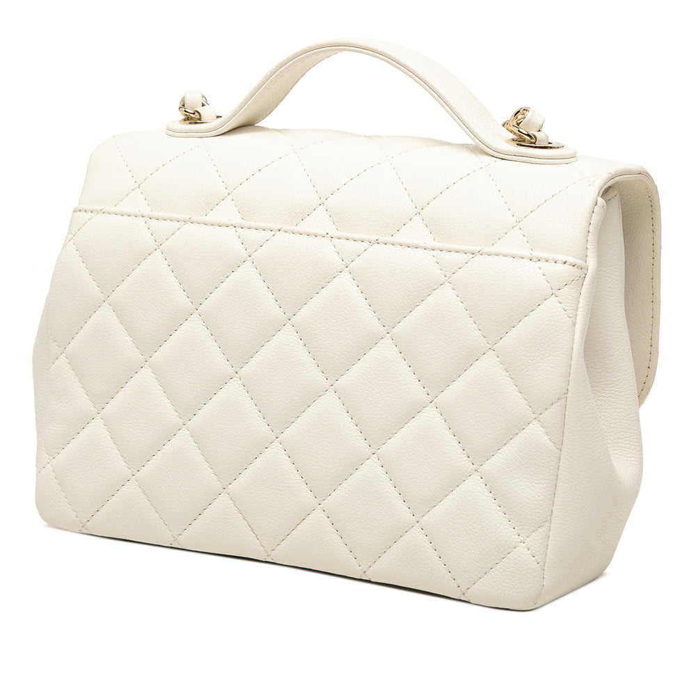 Chanel Matelassé Business Affinity à rabat Moyen Cuir caviar Blanc – vue 2 – GABY PARIS