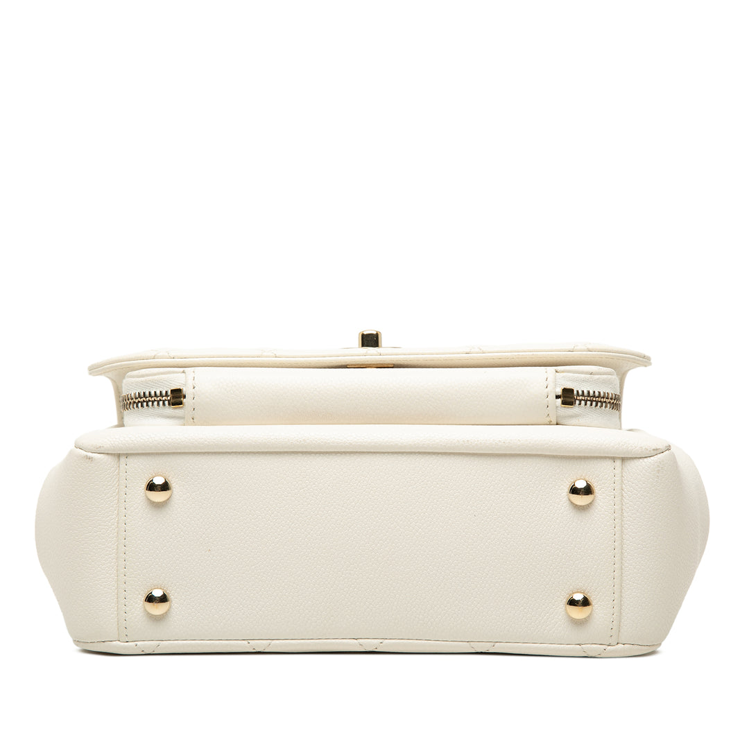Chanel Matelassé Business Affinity à rabat Moyen Cuir caviar Blanc – vue 3 – GABY PARIS