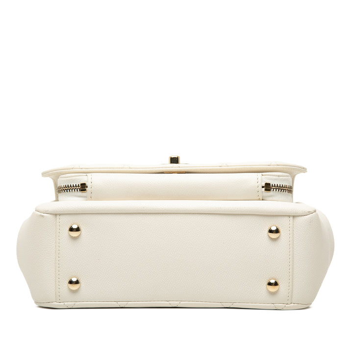 Chanel Matelassé Business Affinity à rabat Moyen Cuir caviar Blanc – vue 3 – GABY PARIS