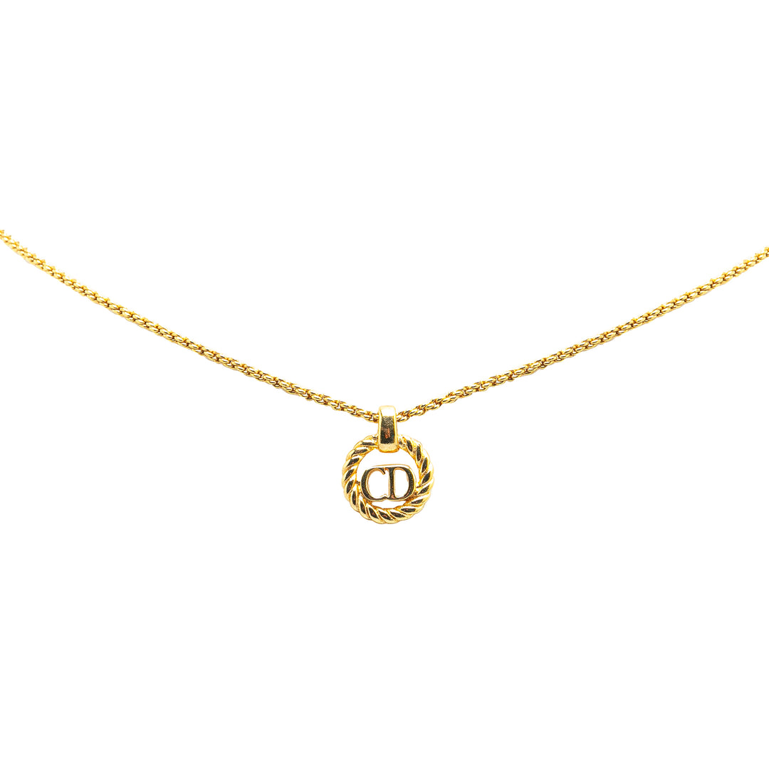 Gold Plated CD Logo Pendant Necklace Gold - Gaby Paris