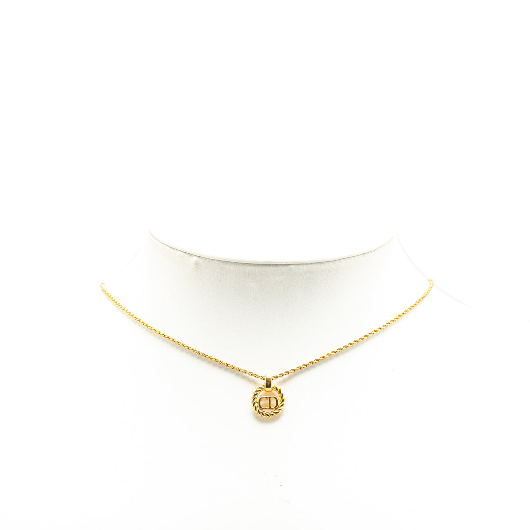 Gold Plated CD Logo Pendant Necklace Gold - Gaby Paris