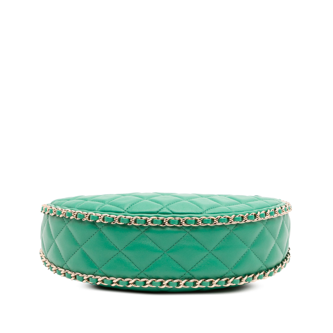 Chanel Small Matelassé Cuir d’agneau Sac rond à chaîne Hook Hobo Sac