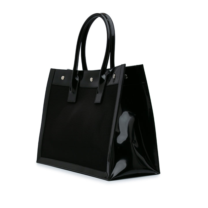 Small Mesh and Patent Rive Gauche Tote Black - Gaby Paris