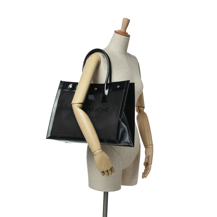 Small Mesh and Patent Rive Gauche Tote Black - Gaby Paris