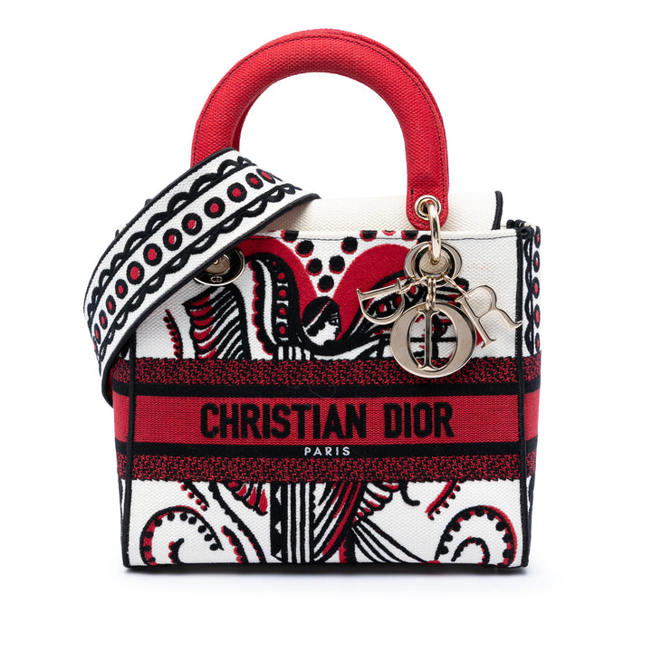 Dior Medium brodé Toile Cupidon Lady D Lite