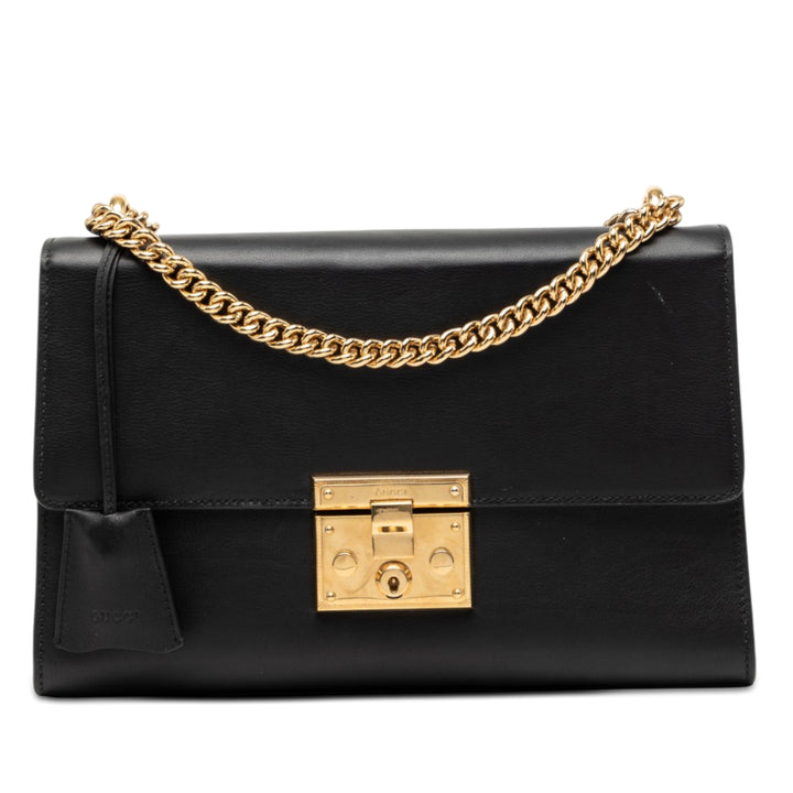 Padlock Sac Moyen Cuir de veau Noir