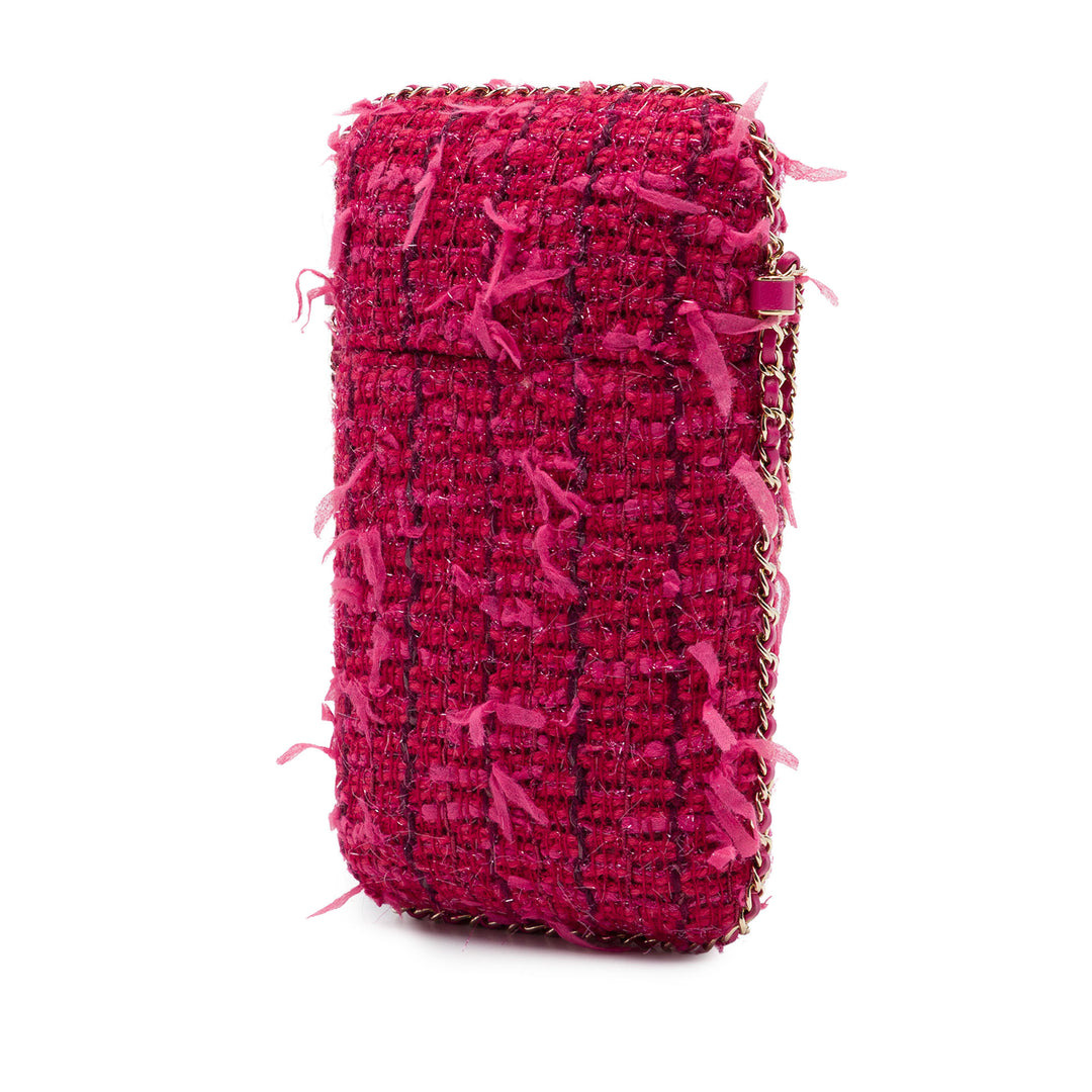 Chanel Sac rond à chaîne Étui téléphone Tweed Rose