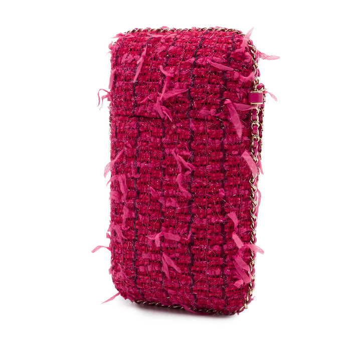 Chanel Sac rond à chaîne Étui téléphone Tweed Rose
