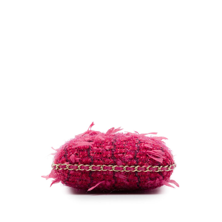 Chanel Sac rond à chaîne Étui téléphone Tweed Rose