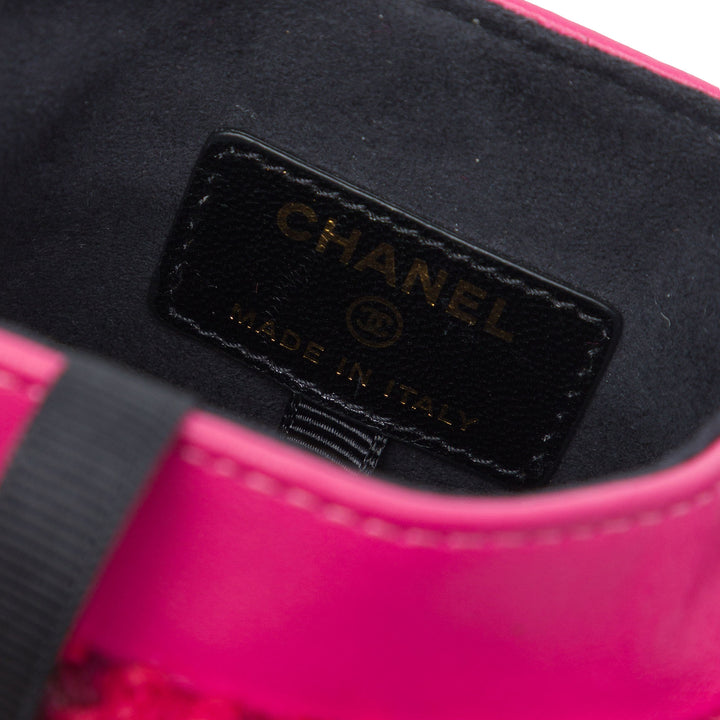 Chanel Sac rond à chaîne Étui téléphone Tweed Rose