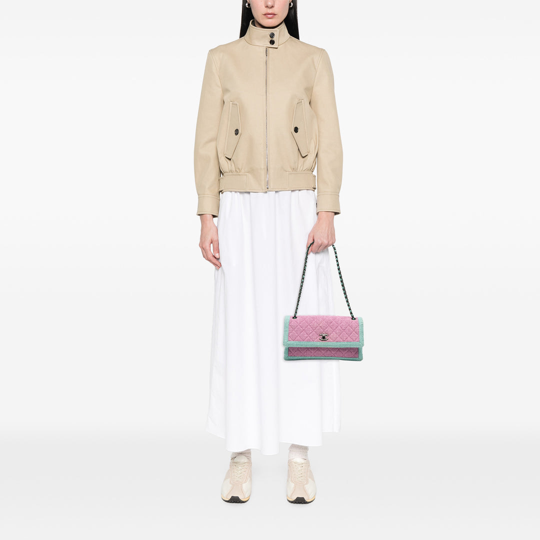 Chanel CC Quilted Bicolor Tweed Flap Rose
