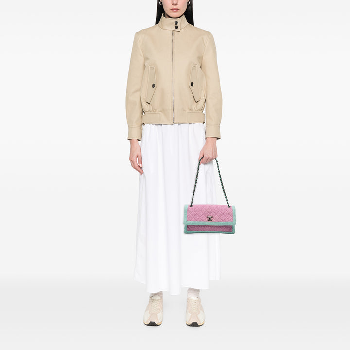Chanel CC Quilted Bicolor Tweed Flap Rose