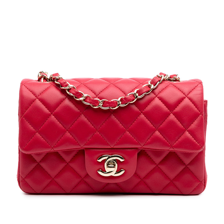 Mini Rectangular Classic Lambskin Single Flap Pink - Gaby Paris