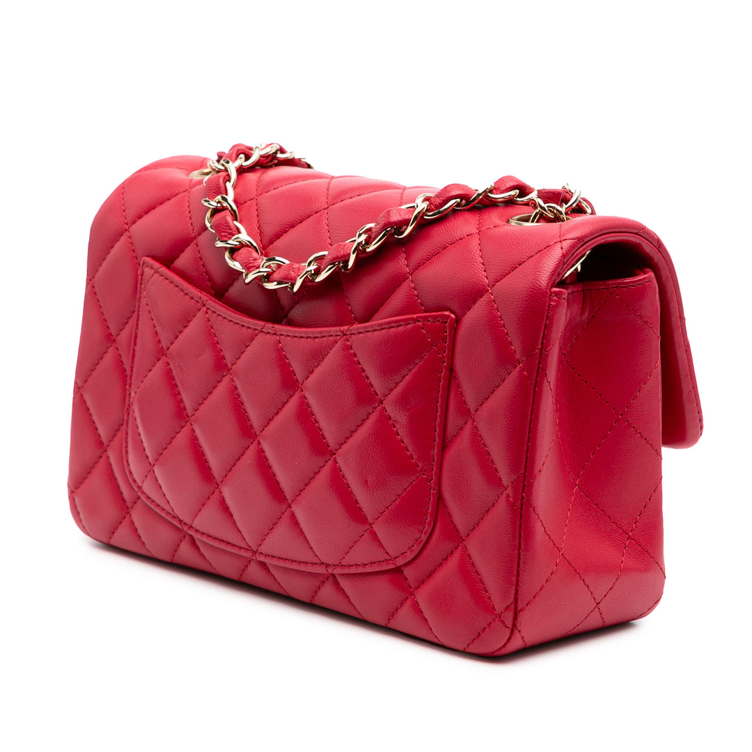Mini Rectangular Classic Lambskin Single Flap Pink - Gaby Paris