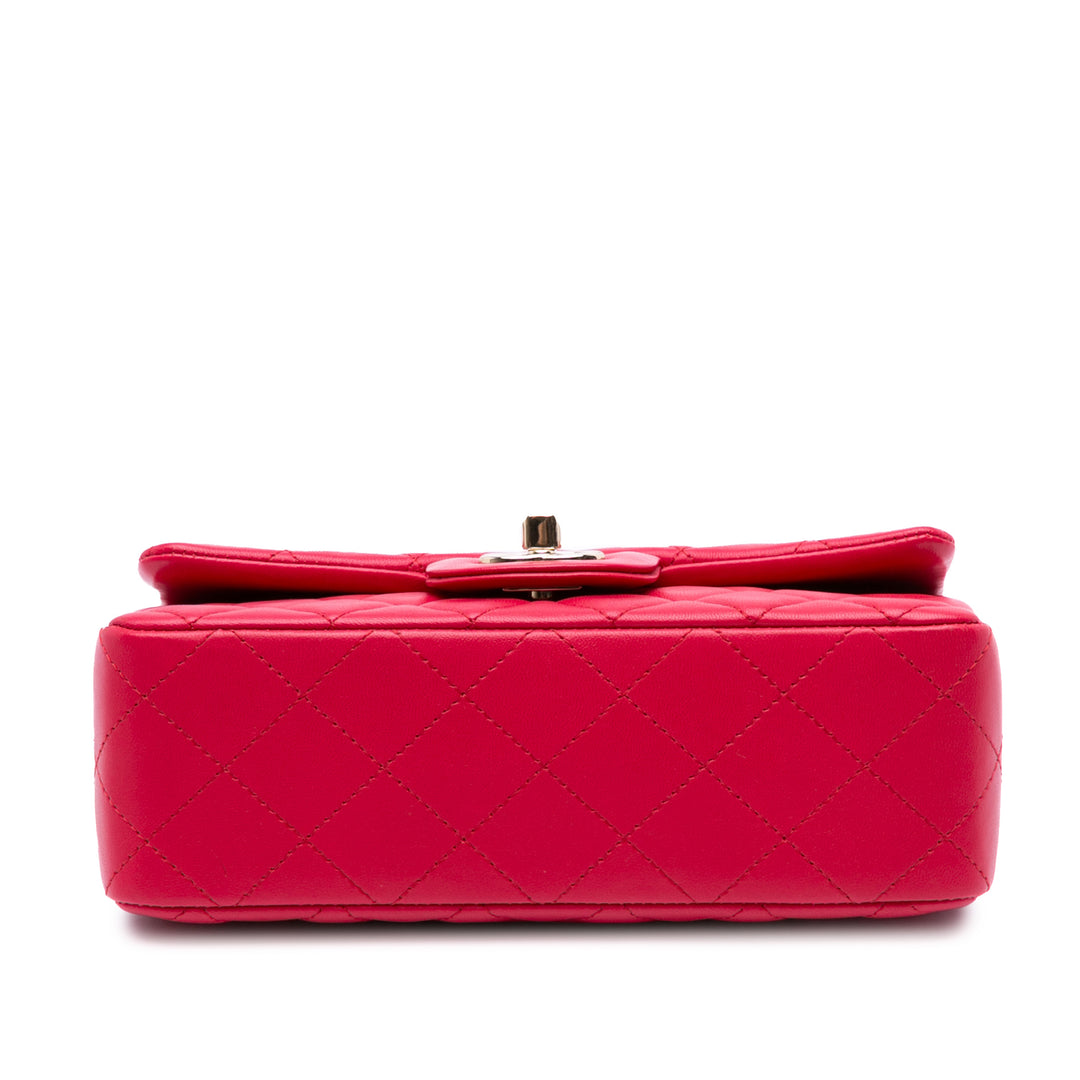 Mini Rectangular Classic Lambskin Single Flap Pink - Gaby Paris