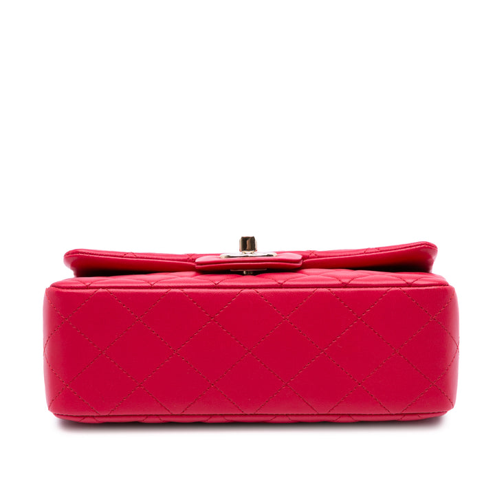 Mini Rectangular Classic Lambskin Single Flap Pink - Gaby Paris