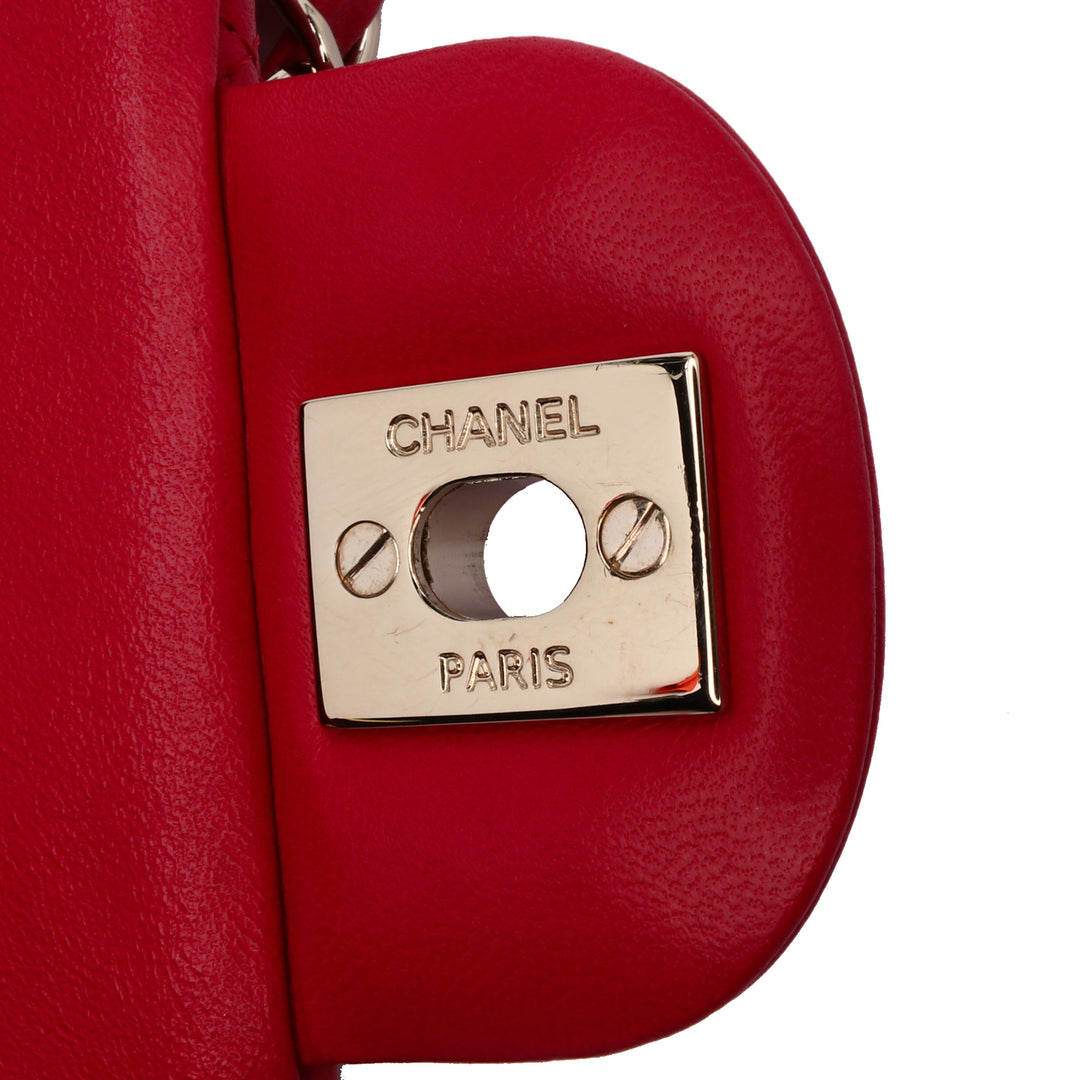 Mini Rectangular Classic Lambskin Single Flap Pink - Gaby Paris