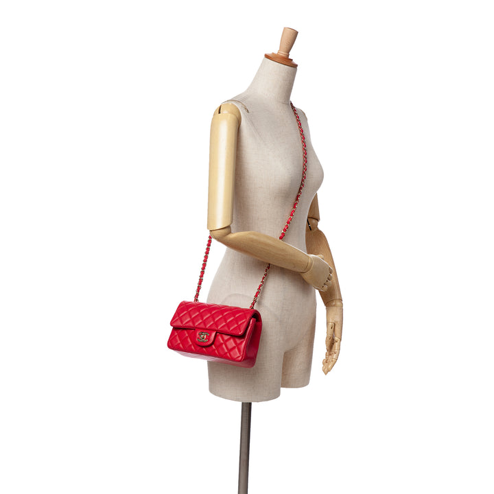 Mini Rectangular Classic Lambskin Single Flap Pink - Gaby Paris