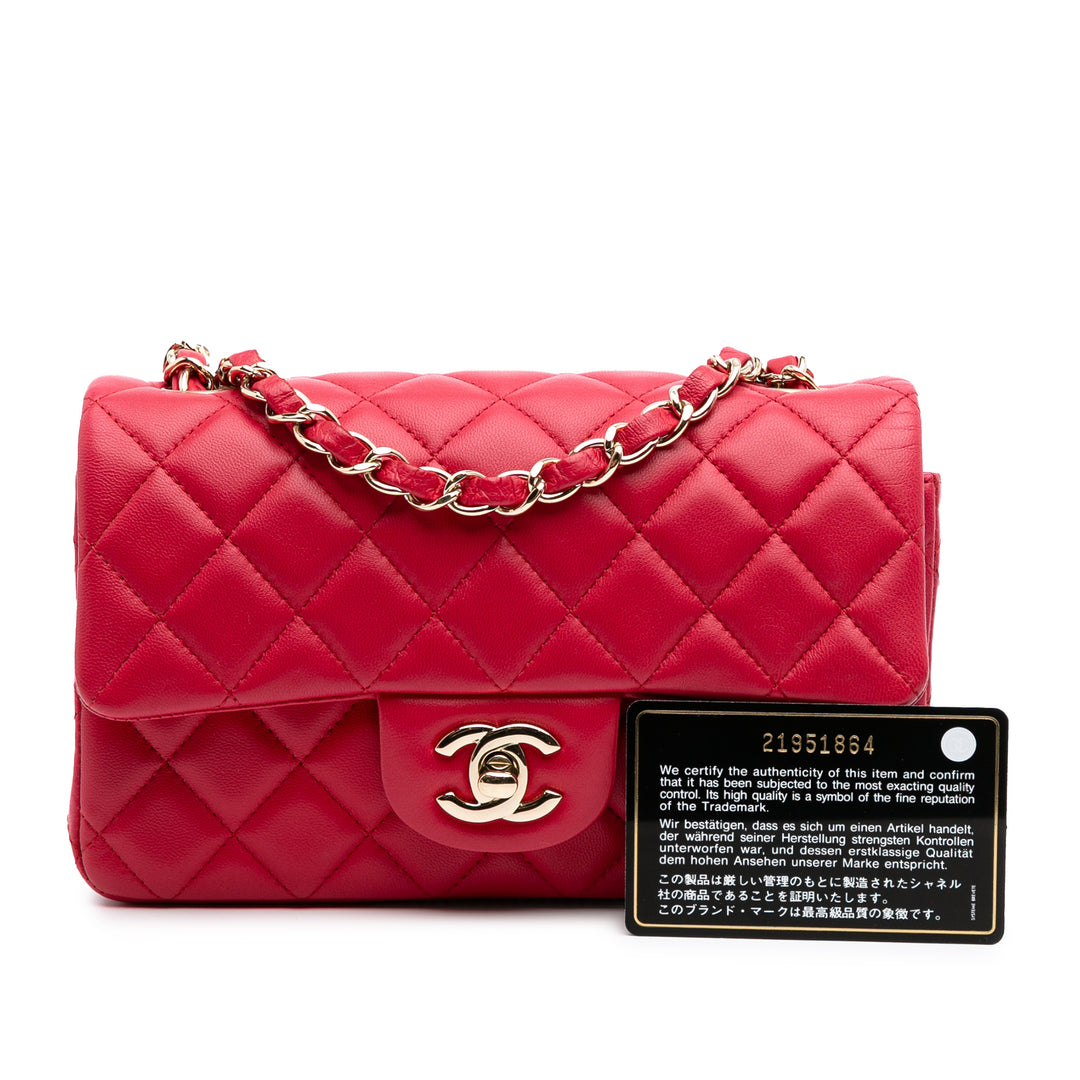 Mini Rectangular Classic Lambskin Single Flap Pink - Gaby Paris