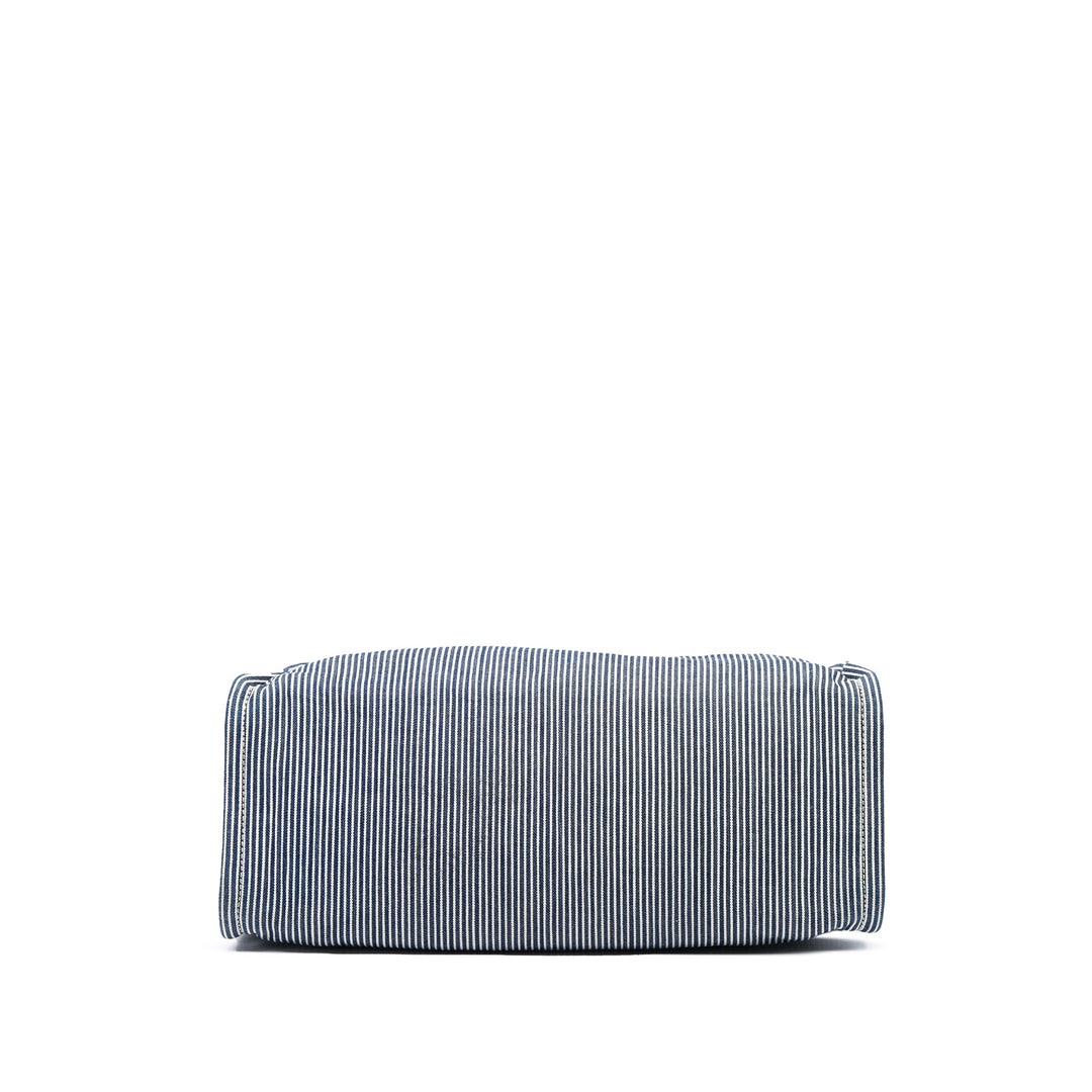 Celine Cabas Rayé Textile et Carréd Cuir de veau Bleu – vue 3 – GABY PARIS