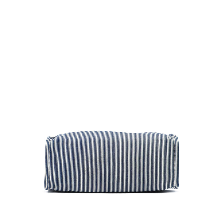 Celine Cabas Rayé Textile et Carréd Cuir de veau Bleu – vue 3 – GABY PARIS