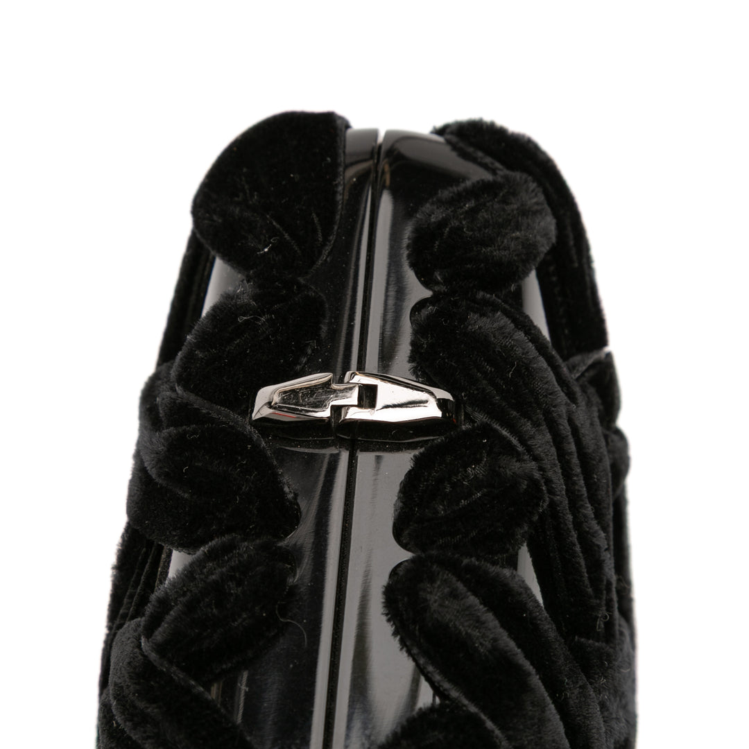 Chanel Woven Velours and Resin Boîte Pochette with Chain Noir