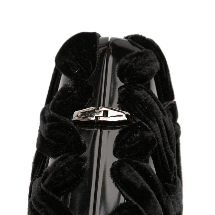 Chanel Woven Velours and Resin Boîte Pochette with Chain Noir