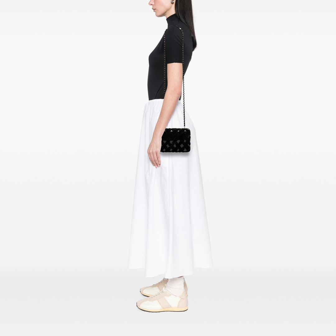 Chanel Woven Velours and Resin Boîte Pochette with Chain Noir