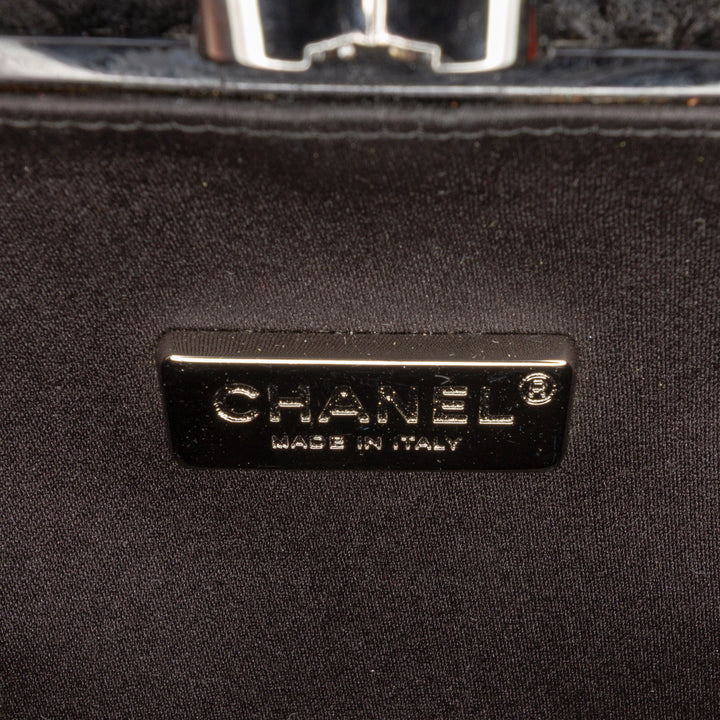 Chanel Woven Velours and Resin Boîte Pochette with Chain Noir