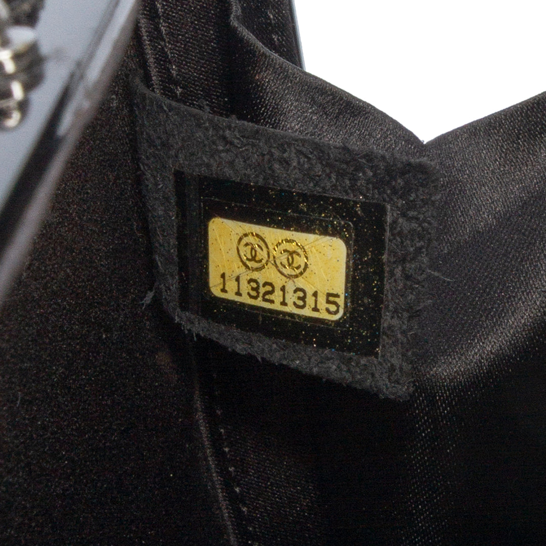 Chanel Woven Velours and Resin Boîte Pochette with Chain Noir