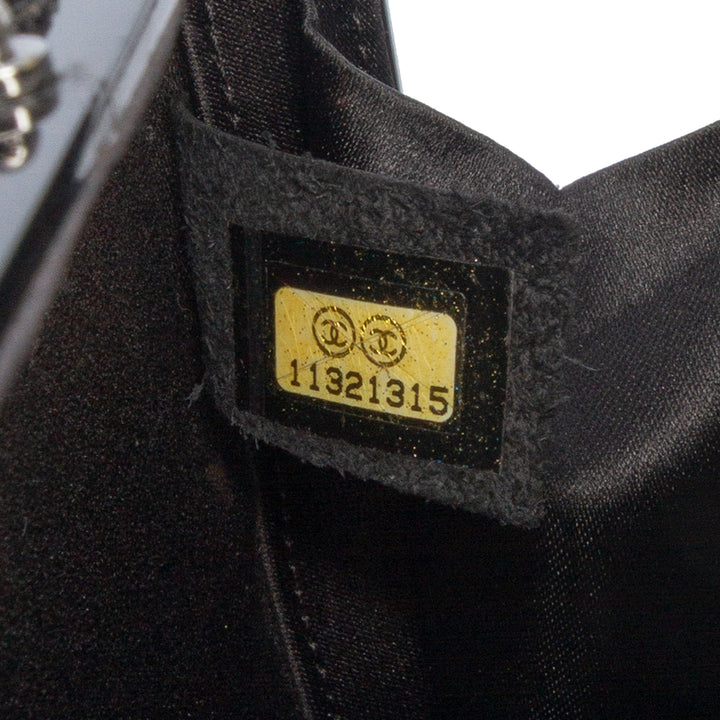 Chanel Woven Velours and Resin Boîte Pochette with Chain Noir