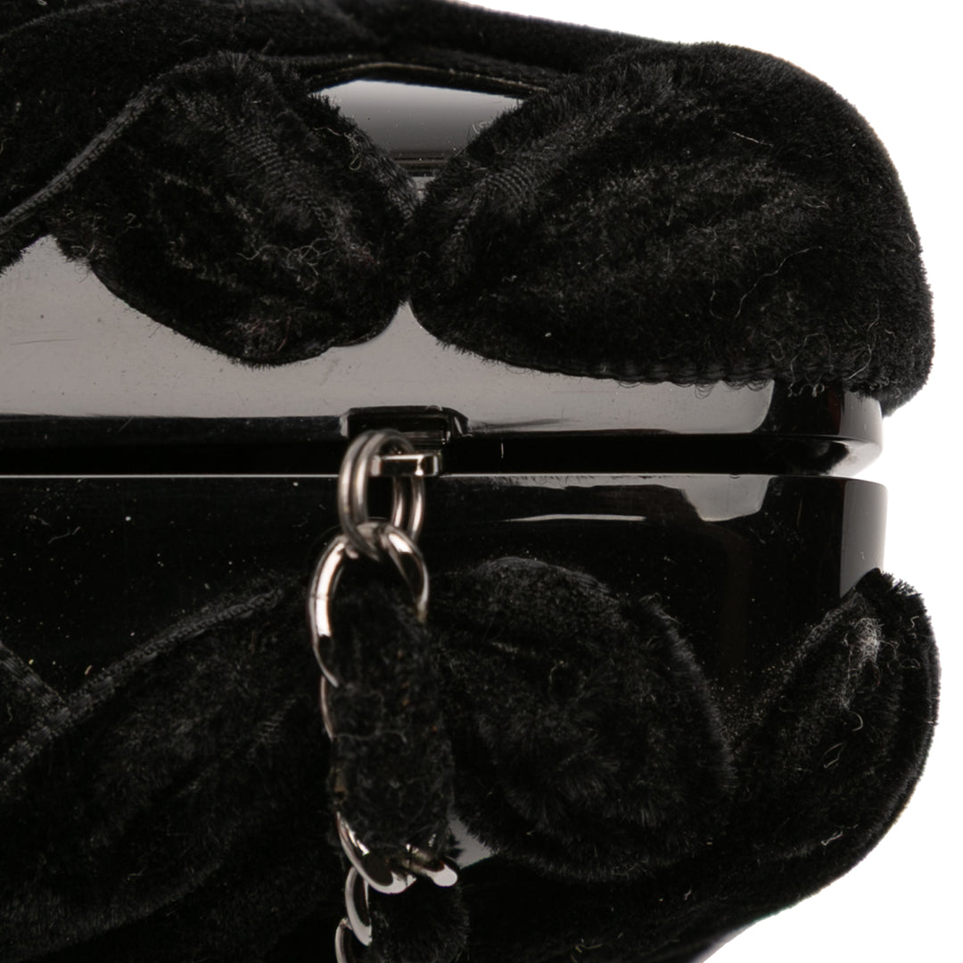 Chanel Woven Velours and Resin Boîte Pochette with Chain Noir