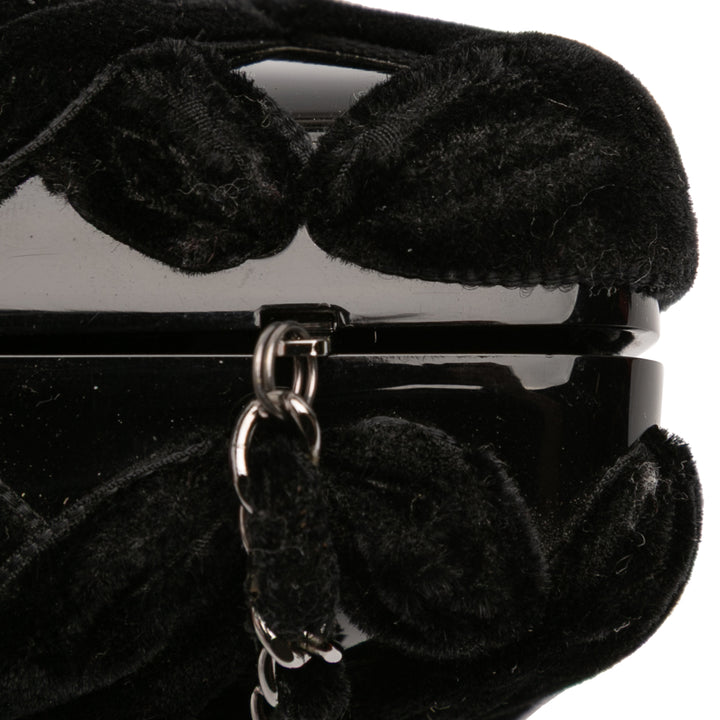 Chanel Woven Velours and Resin Boîte Pochette with Chain Noir