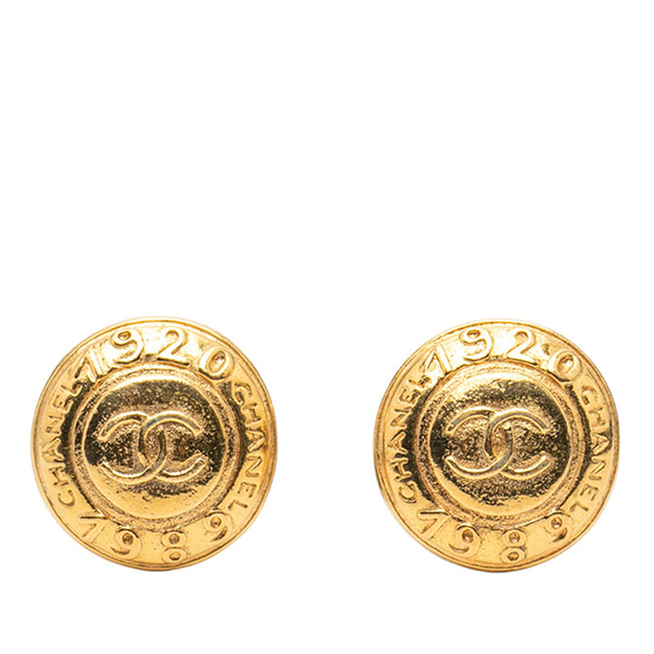 Chanel CC plaqué Rond Clip On Boucles d’oreilles
