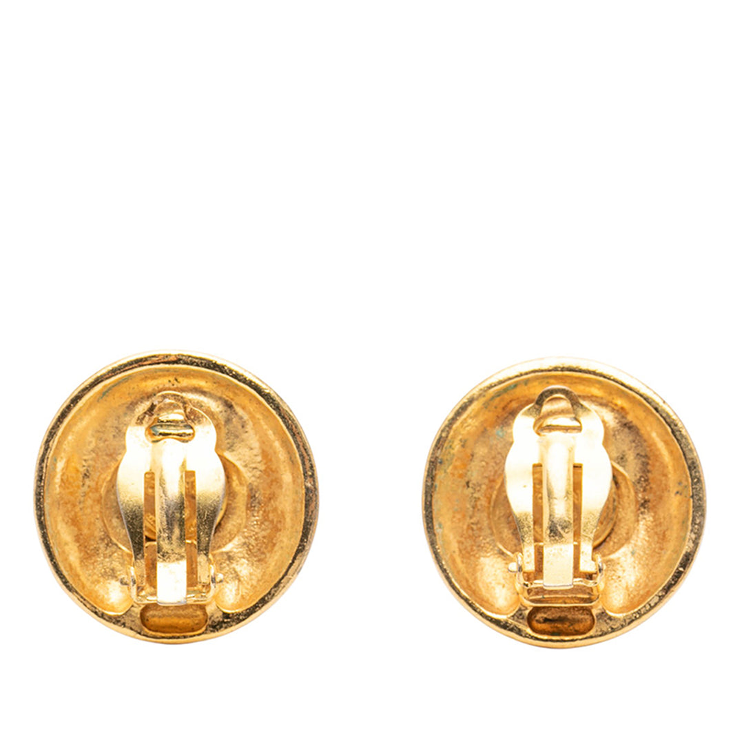 Chanel CC plaqué Rond Clip On Boucles d’oreilles