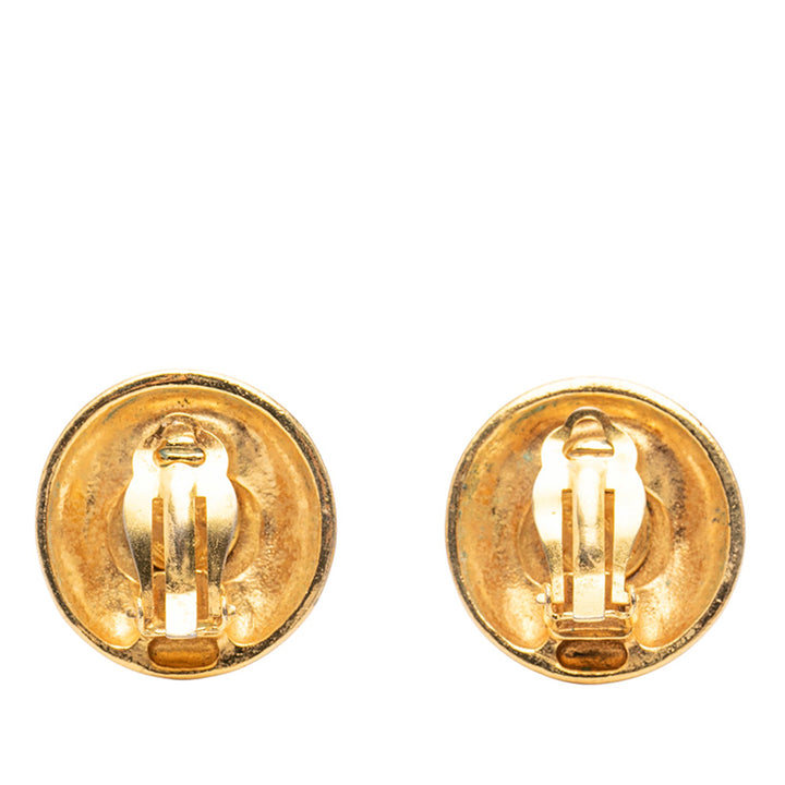 Chanel CC plaqué Rond Clip On Boucles d’oreilles