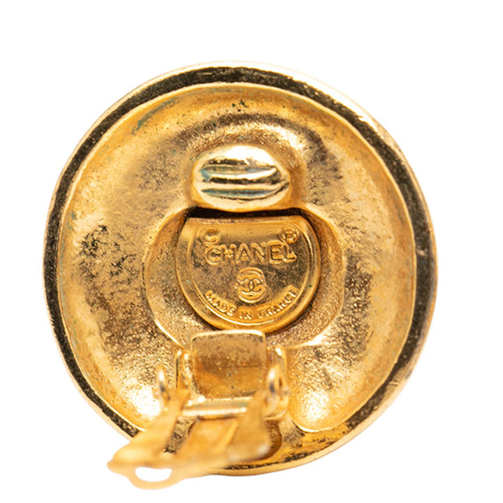 Chanel CC plaqué Rond Clip On Boucles d’oreilles