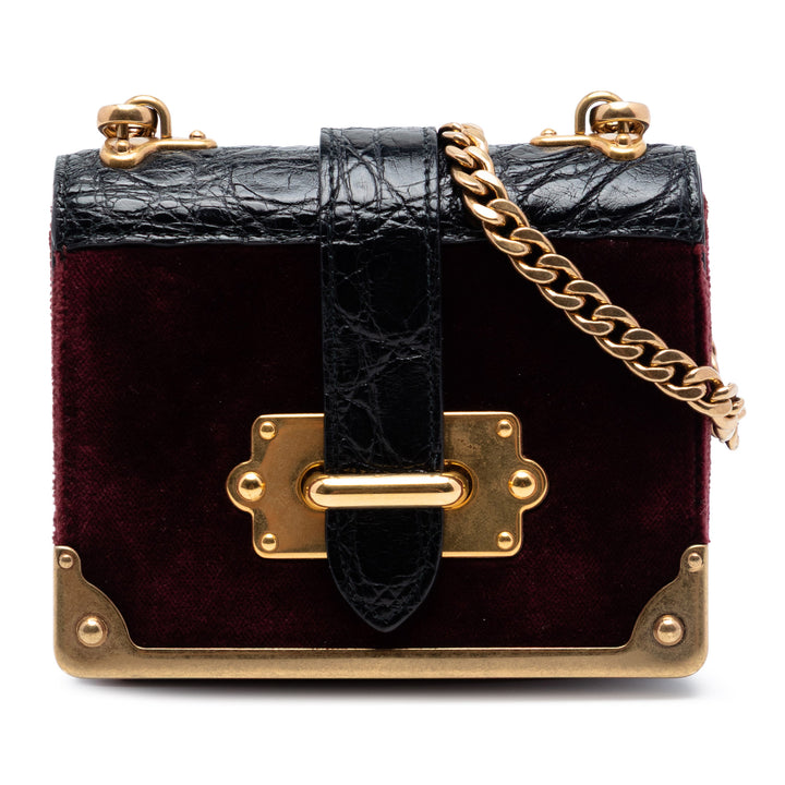Prada Micro Croc embossé Cuir à finitions Velluto Cahier Sac porté croisé