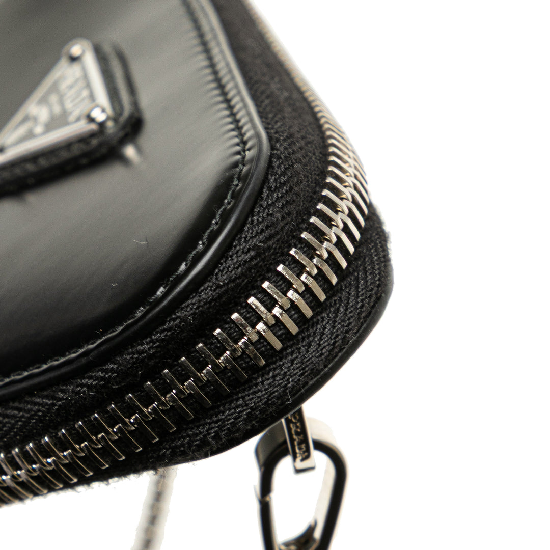 Mini Spazzolato Leather Triangle Chain Crossbody Black - Gaby Paris