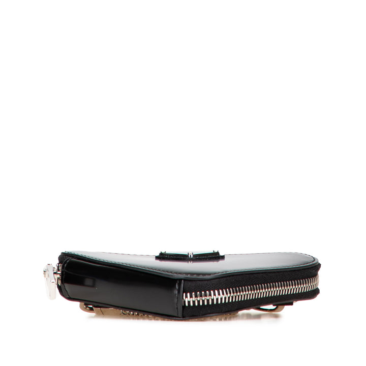 Mini Spazzolato Leather Triangle Chain Crossbody Black - Gaby Paris