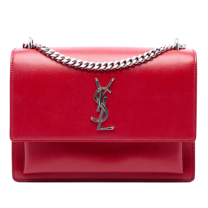 Sunset Sac Moyen Cuir de veau Rouge