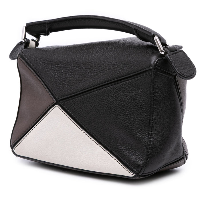 LOEWE Mini Tricolor Cuir de veau Puzzle Sac cartable Noir