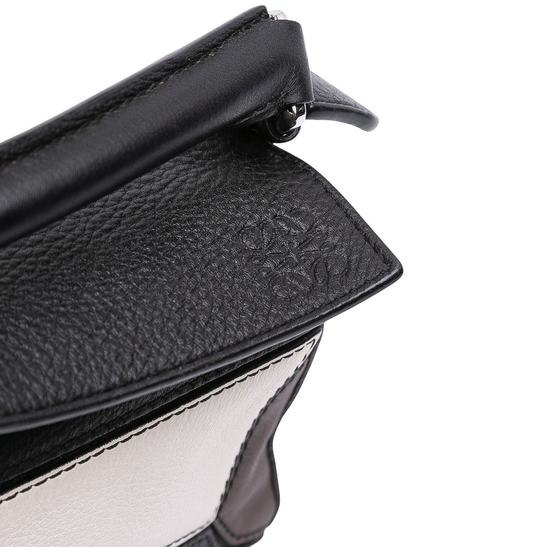 LOEWE Mini Tricolor Cuir de veau Puzzle Sac cartable Noir