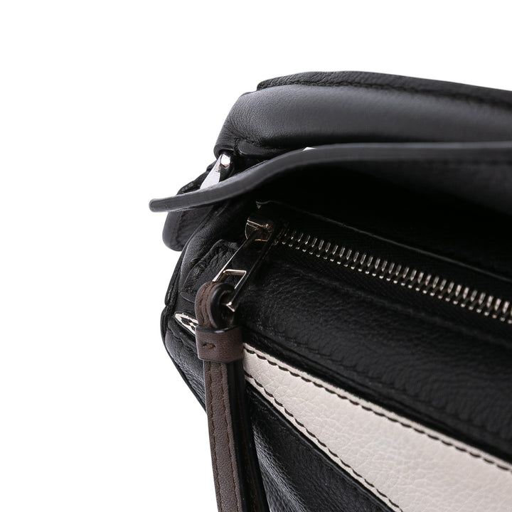 LOEWE Mini Tricolor Cuir de veau Puzzle Sac cartable Noir