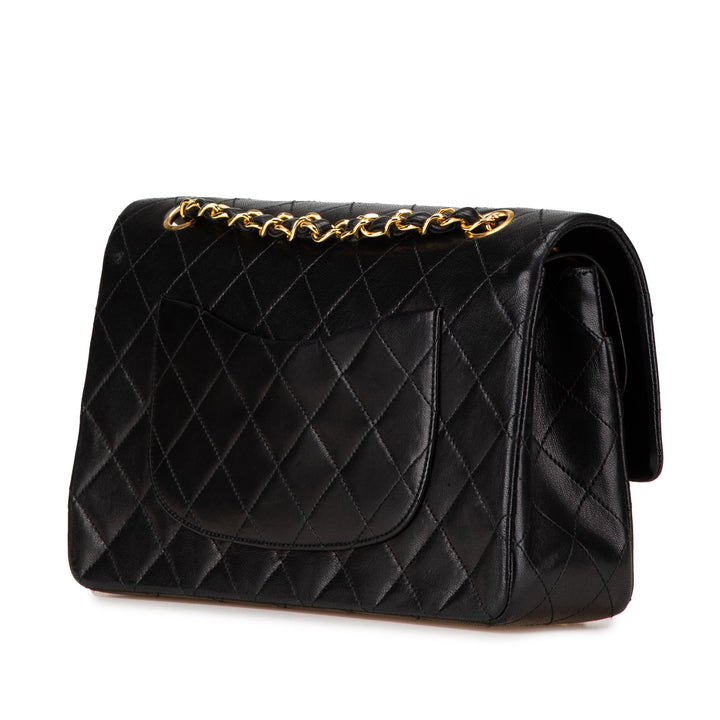 Medium Classic Lambskin Double Flap Black - Gaby Paris